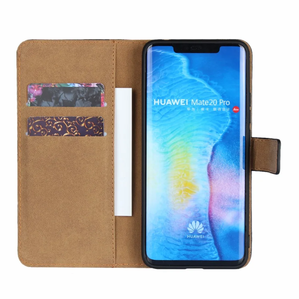 Роскошный натуральная кожа кошелек чехол для huawei mate 20 Pro карты с зажимом флип