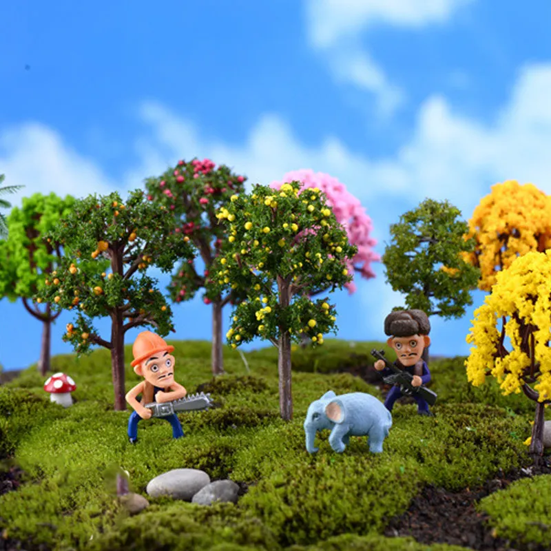 Искусственные елки 1 шт. миниатюрные садовые пластиковые фигурки мини украшение