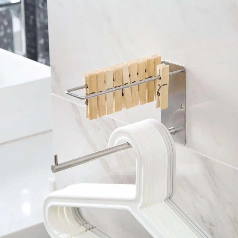 Стойка для одежды из нержавеющей стали держатель сушки зажимы полка хранения