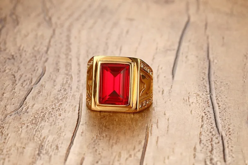 Мужское и женское кольцо SIZZZ из нержавеющей стали с красным фианитом|cz rings|party ringring