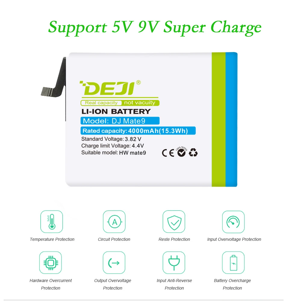 DEJI For HUAWEI Mate9 Original phone Battery High Capacity 4000mAh Internal Bateria Replacement 3.82V High Quality HW-MT9