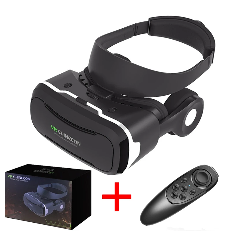 bundle 3 VR Shinecon 4,0 стерео Виртуальная реальность смартфон 3D очки гарнитура Google BOX+ наушники/кнопка управления для 3,5-5,5 'мобильный телефон - Цвет: bundle 3