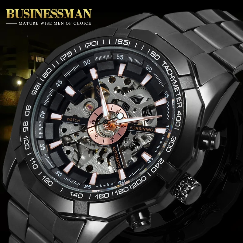 Бренд Winner мужские часы модный скелет автоматический браслет из нержавеющей