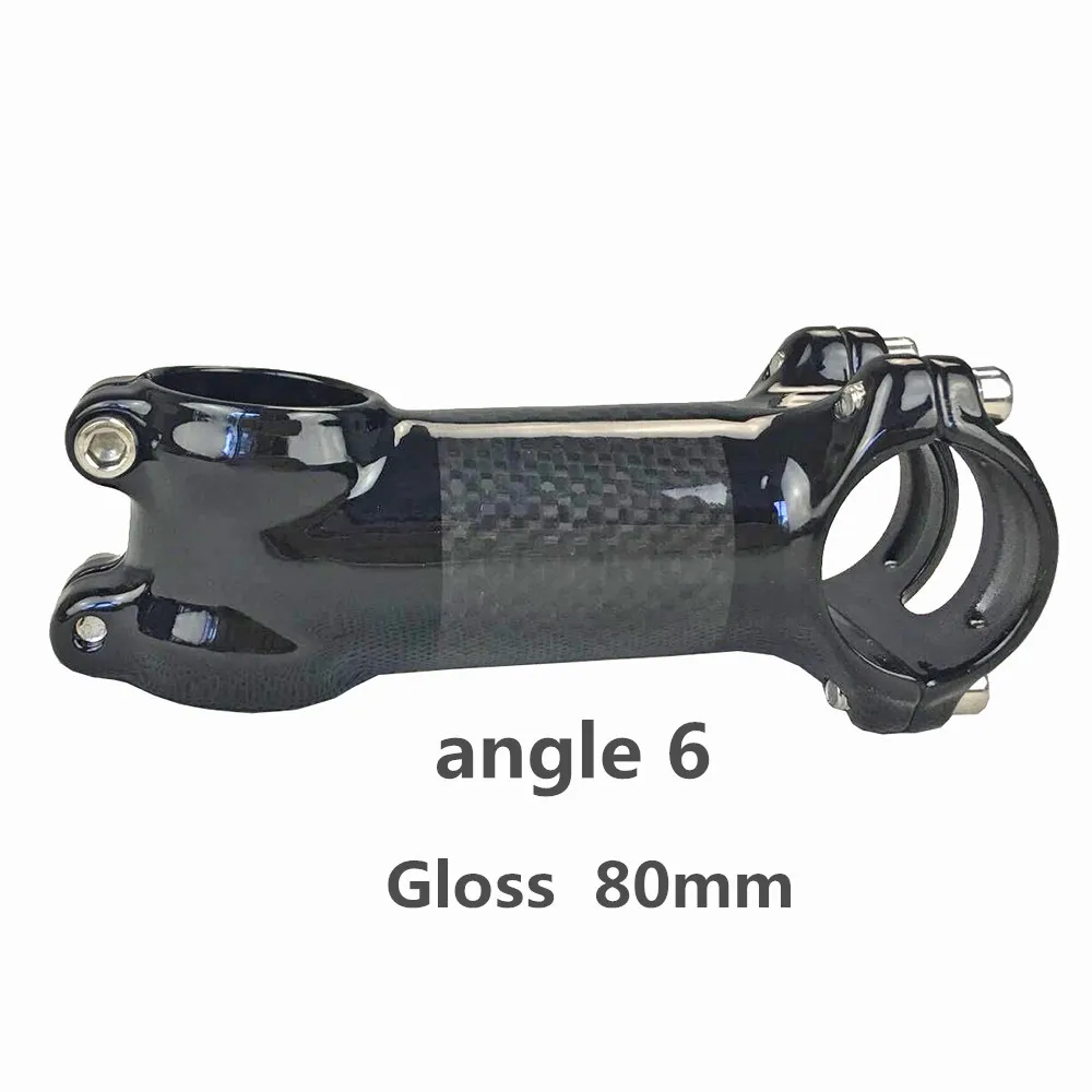 Angle 6 gloss 80mm 3 K глянцевый матовый углерод волокно кронштейн крепления руля велосипеда/MTB углерода стволовые части велосипеда угол 6/17 градусов части велосипеда аксессуары 1/8 дюйма - Цвет: Angle 6 gloss 80mm