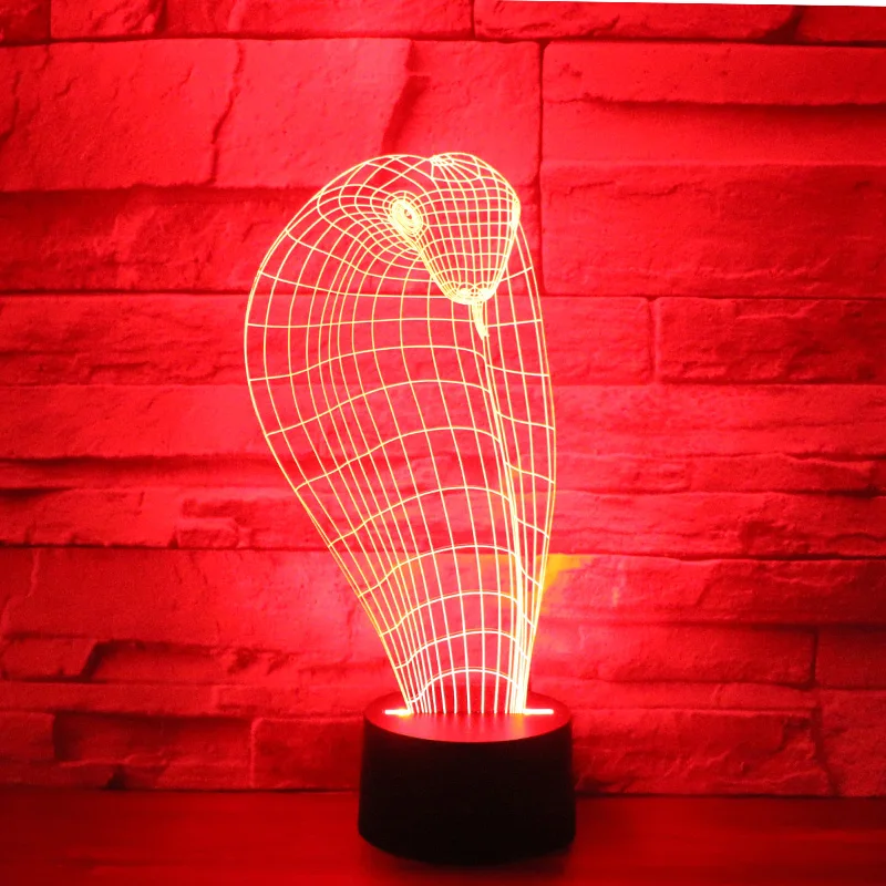 3D LED ночник Змея с 7 видов цветов свет для украшения дома лампа потрясающая