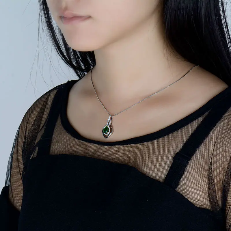 LANMI Emerald Pendants Natural Gemstone Jewelry 14Kt Two Tone Gold Pear 6x8mm Green Stone Pendant WP044 | Украшения и аксессуары