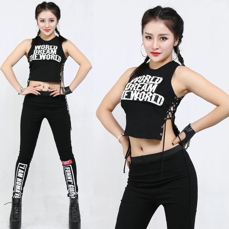 Женский джаз шаровары 2016 Черная майка с блестками и заклепками прозрачный