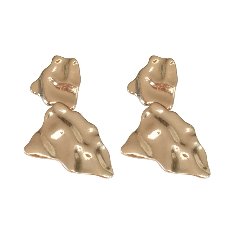 Серьги Kpop золотого и серебряного цвета Двойные треугольные серьги неправильной