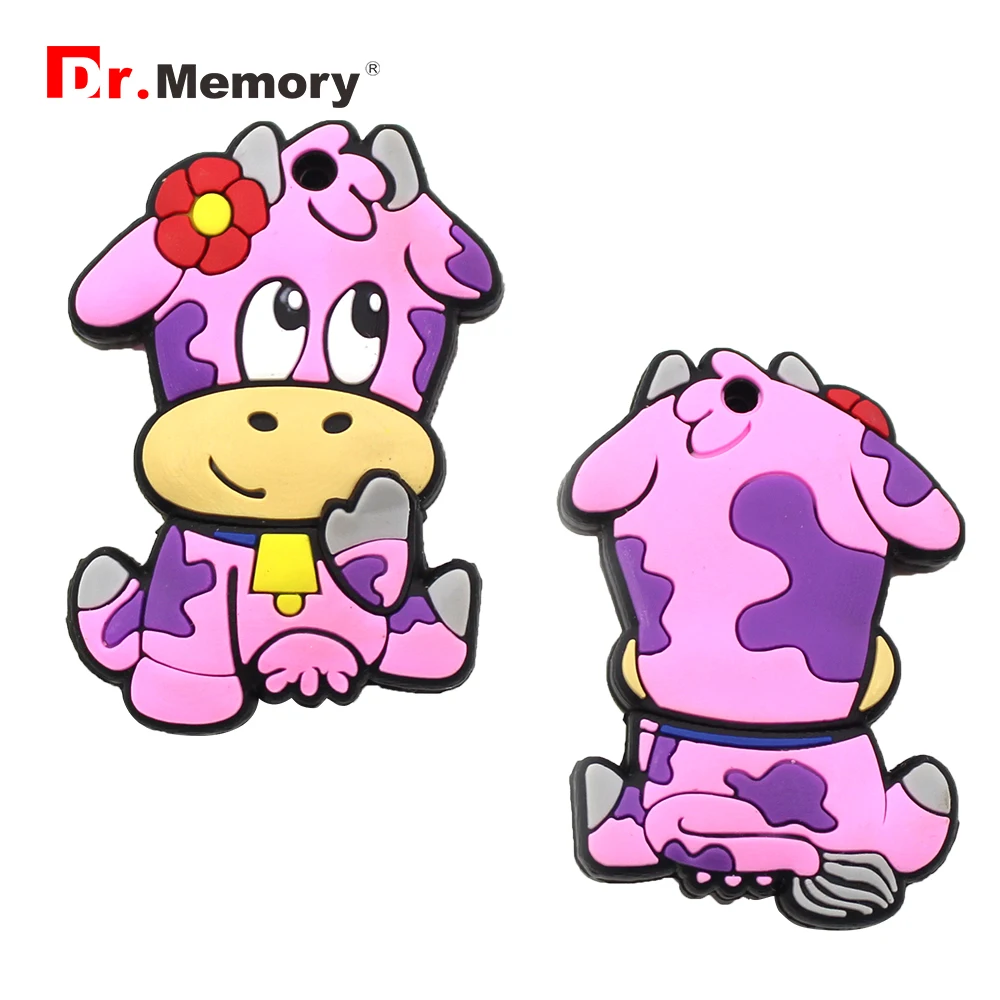Флеш-накопитель Dr. Memory New Cute USB Flash Cartoon Cow Pendrive Silicone Plug Stick Mini Creative Drive 4GB 8GB 16GB 32GB 64GB Gift.