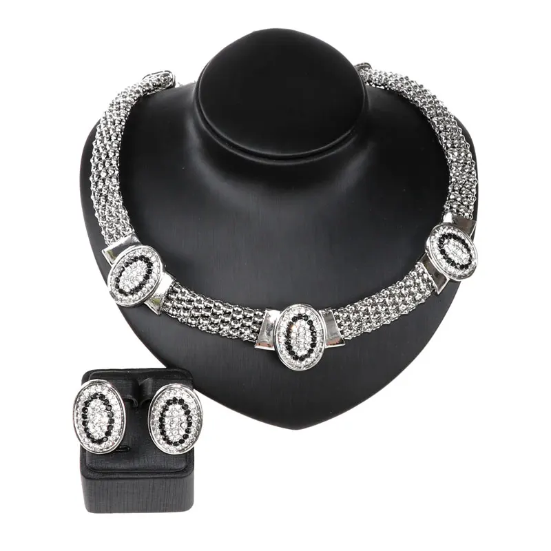 2016 Новый черный белый австрийский кристалл набор украшений для женщин