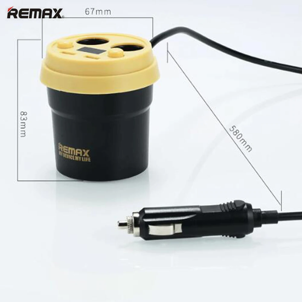 Автомобильное зарядное устройство Remax с двумя USB-портами и светодиодным дисплеем