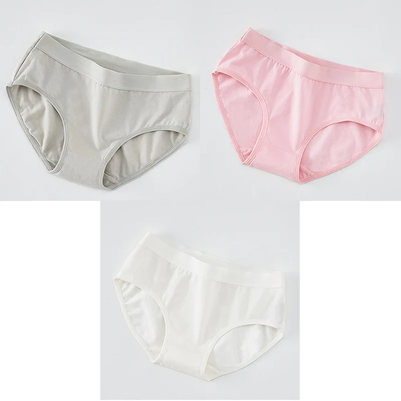 grey pink white 3 шт., женские трусы, хлопковые трусы, низкая талия, дышащие, антибактериальные, женские трусы, фирменное качество, новые трусы, нижнее белье для женщин - Цвет: grey pink white