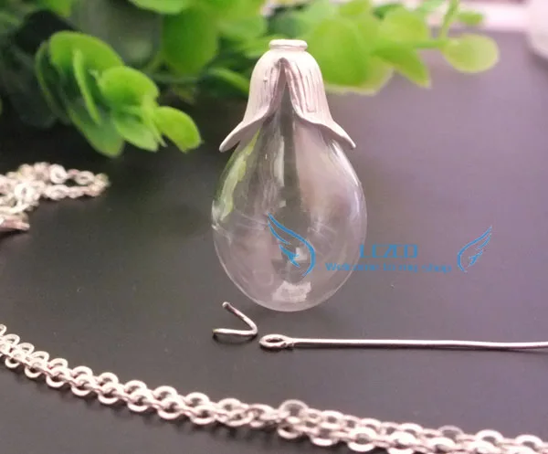 

10setssilver покрытием воды стекло ожерелье с дизайном «Глобус» set-31x18mm