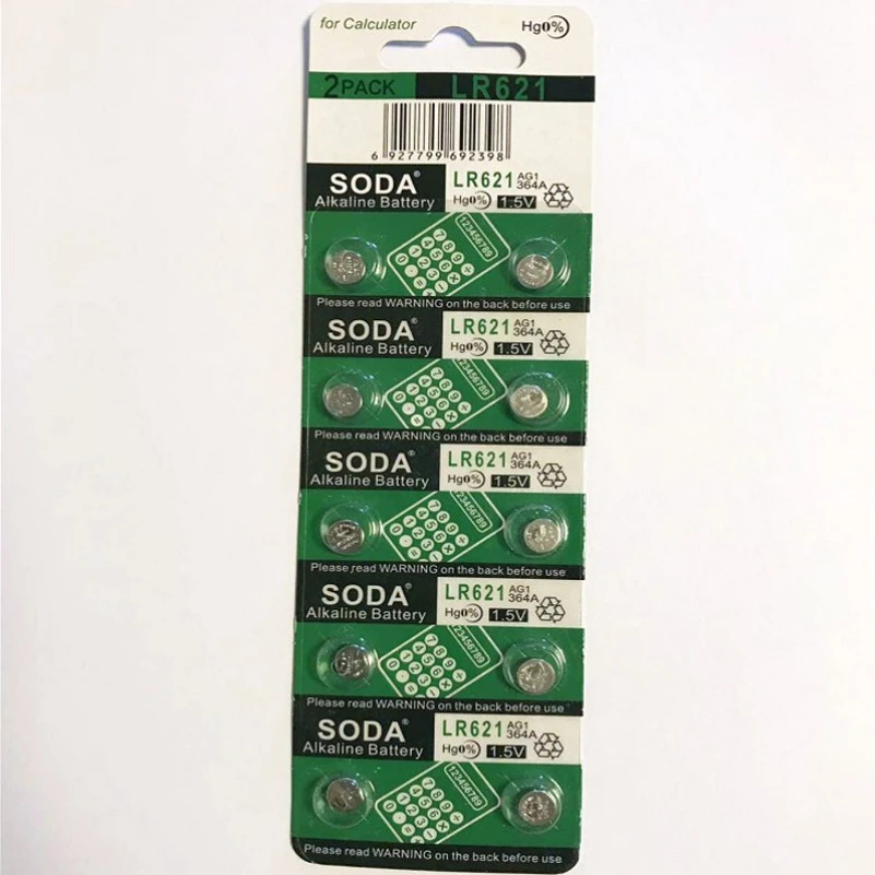 10 шт. AG1 LR621 SR621sw 364A кнопочный Аккумулятор для часов электронный калькулятор
