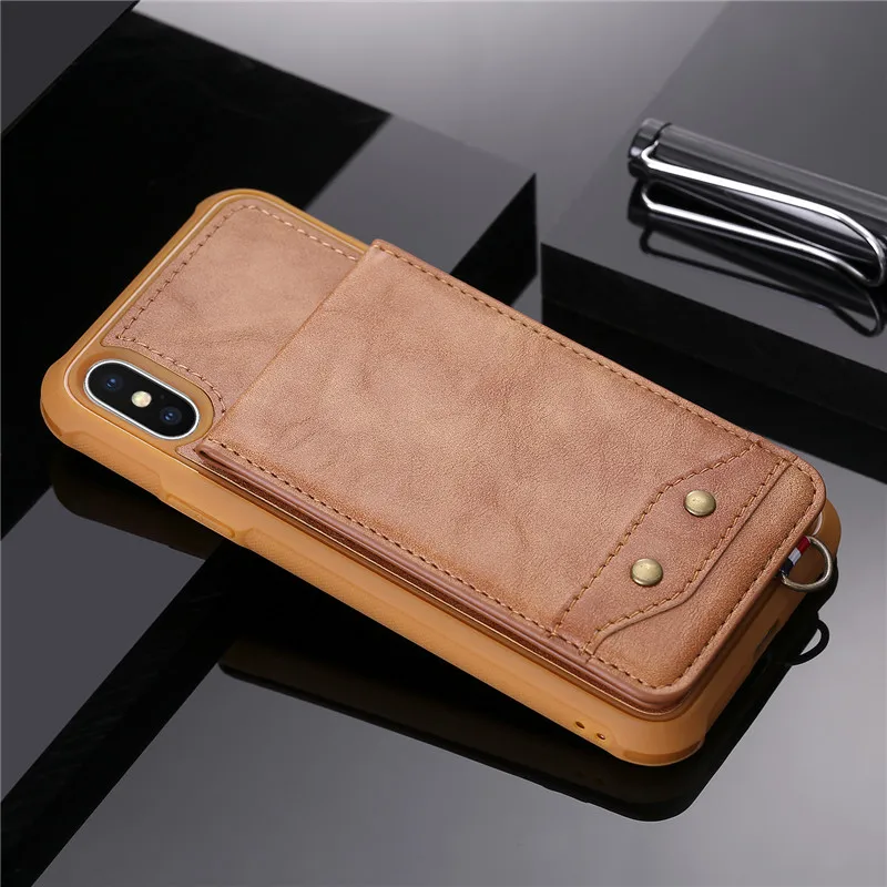 Fpr iPhone XR X XS MAX 6 6S 7 8 Plus Роскошный чехол для телефона из искусственной кожи ударопрочный кошелек чехол для карт с длинными короткими ремешками