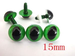 Защитные глаза для животных, зеленый цвет, 100 шт., 15 мм, пластиковые глаза для кошек и кукол