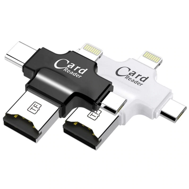 4 в 1 устройство для считывания телефонных карт с интерфейсом USB/Micro USB/type-C/lightning для Micro SD карты, соединяющейся со смартфоном