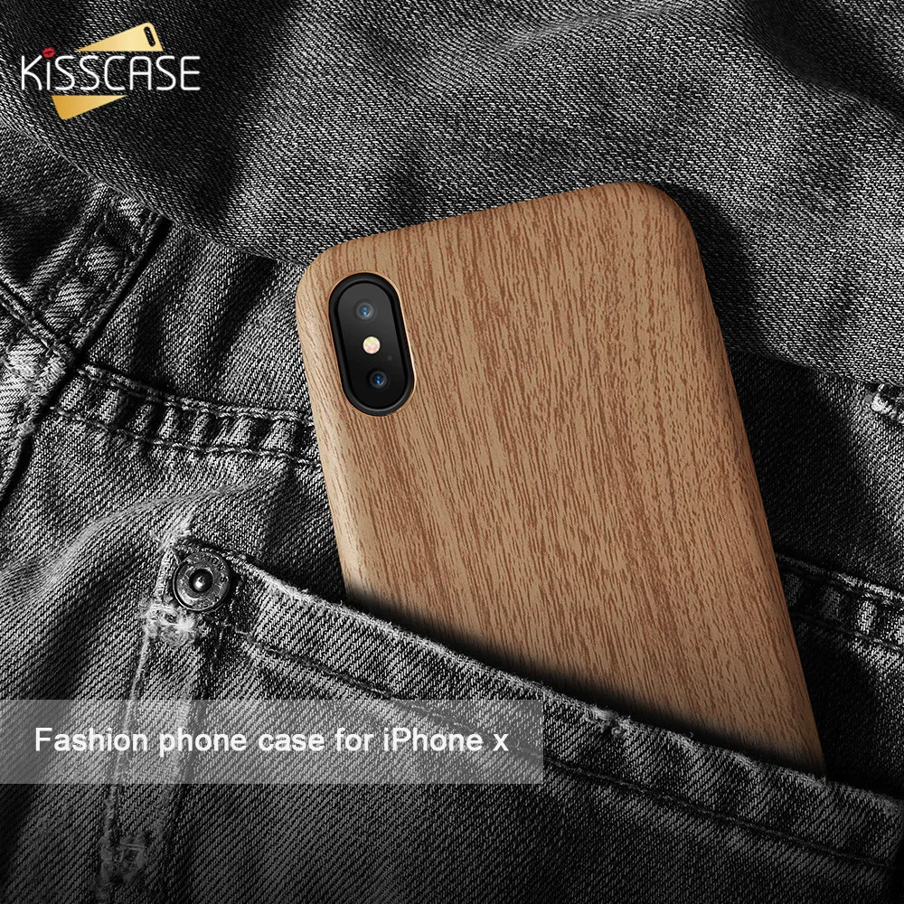 чехол на айфон 10 xs max Kisscase оригинальные деревянные кожи PU кожаный для iPhone 6 6S 7 8 Plus
