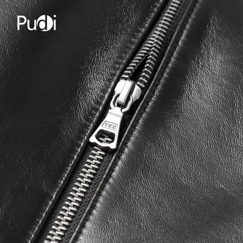 Новинка 2019 модная мужская куртка Pudi MT913 из натуральной овчины Короткая кожаная с