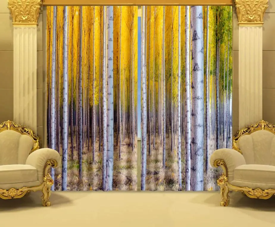 Цифровая занавеска с принтом березы 3 d занавески красивые изображением кукурузы