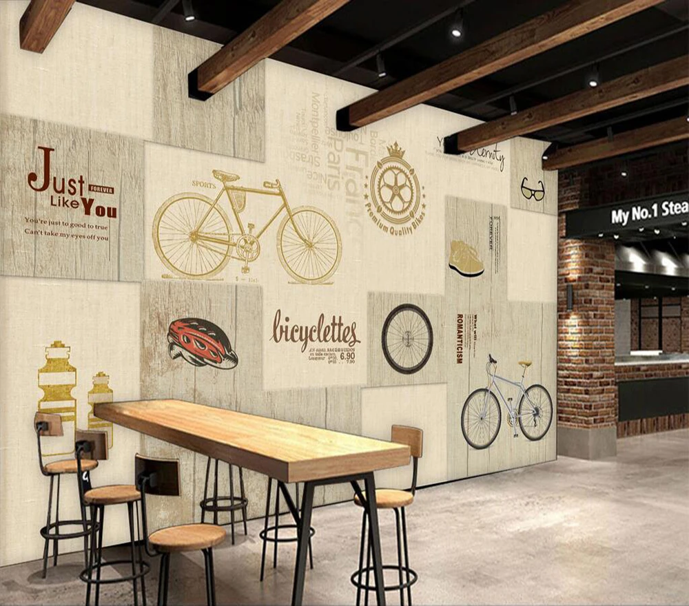 Decorative wallpaper Hand-painted bike background wall painting | Обустройство дома