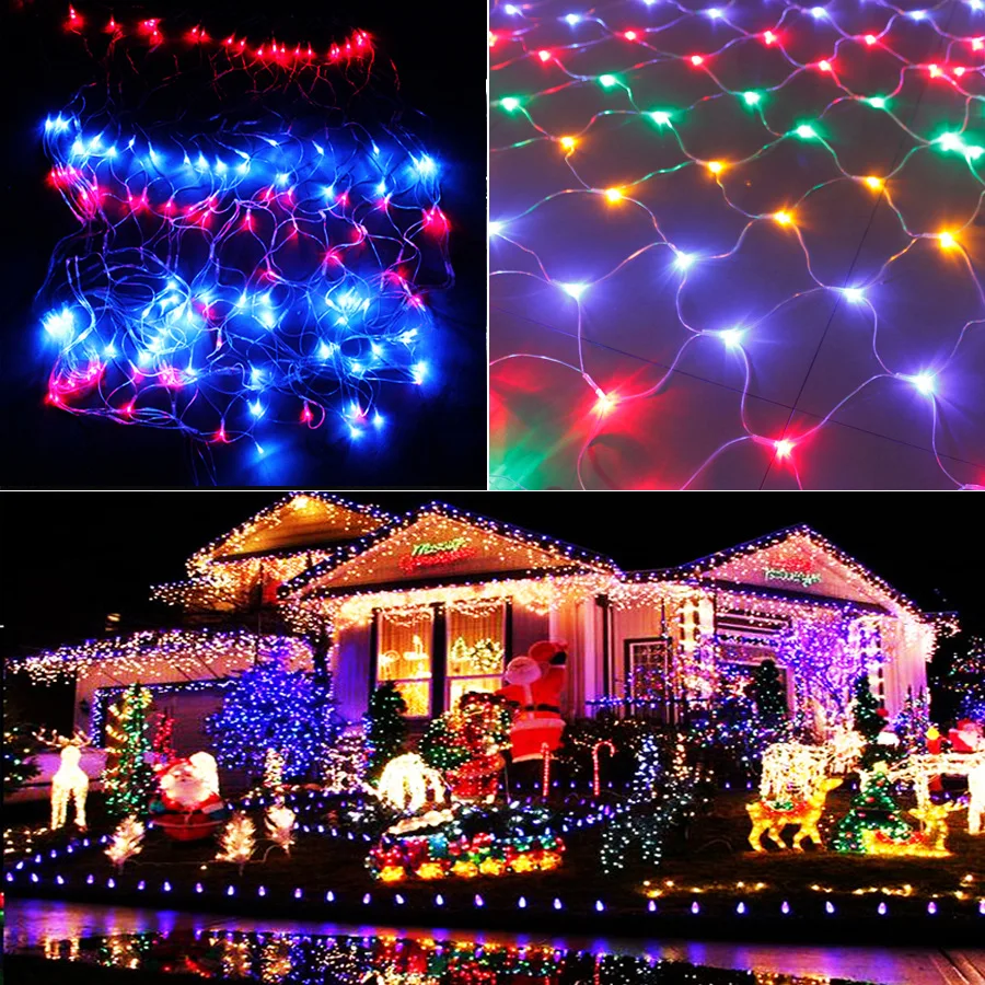 Сказочная гирлянда на рождественскую елку сетчатая занавеска потолочный