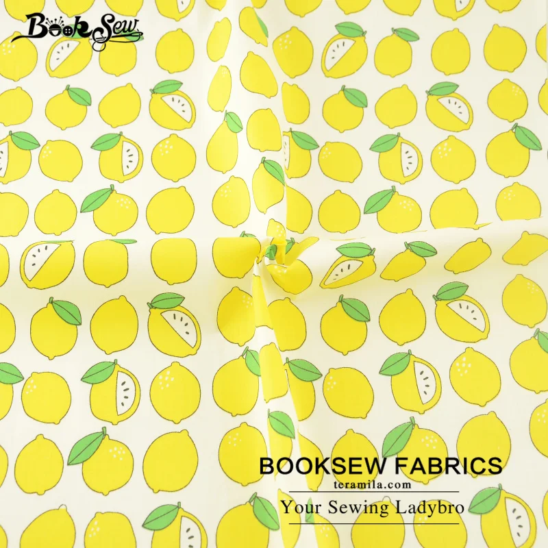 Booksew хлопок саржа Ткань желтых лимонов Дизайн Вышивание ткань кровать Лист квилтинга Tecido для DIY Лоскутная Скрапбукинг