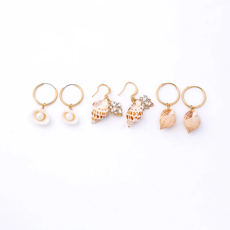 Модные серьги подвески в виде ракушки для женщин простой дизайн корейские 3