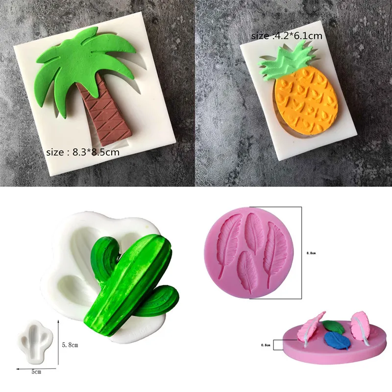 1Pcs DIY Plant Coconut Tree Pineapple Cactus Watermelon Silicone Mold Fondant Cake Decorating Tools Soap Chocolate | Дом и сад