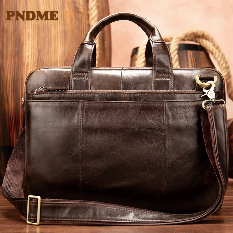 Мужской портфель из воловьей кожи большой емкости деловой вощеной импортная