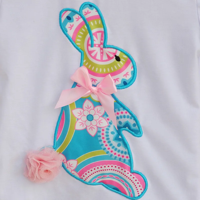 Весенняя одежда для девочек набор Пасхальный кролик футболки Красочные Винтаж