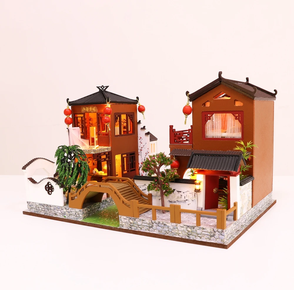 Детские игрушки Diy кукольный домик собирать деревянные Miniaturas кукольный дом мебель миниатюрный кукольный домик Головоломка Развивающие игрушки для детей