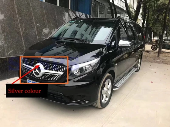 Silver Автомобильный Стайлинг тюнинг Передняя средняя звезда бриллианты стиль решетка гриль для Mercedes Benz Vito класс MPV W447 автомобиль- год - Цвет: Silver