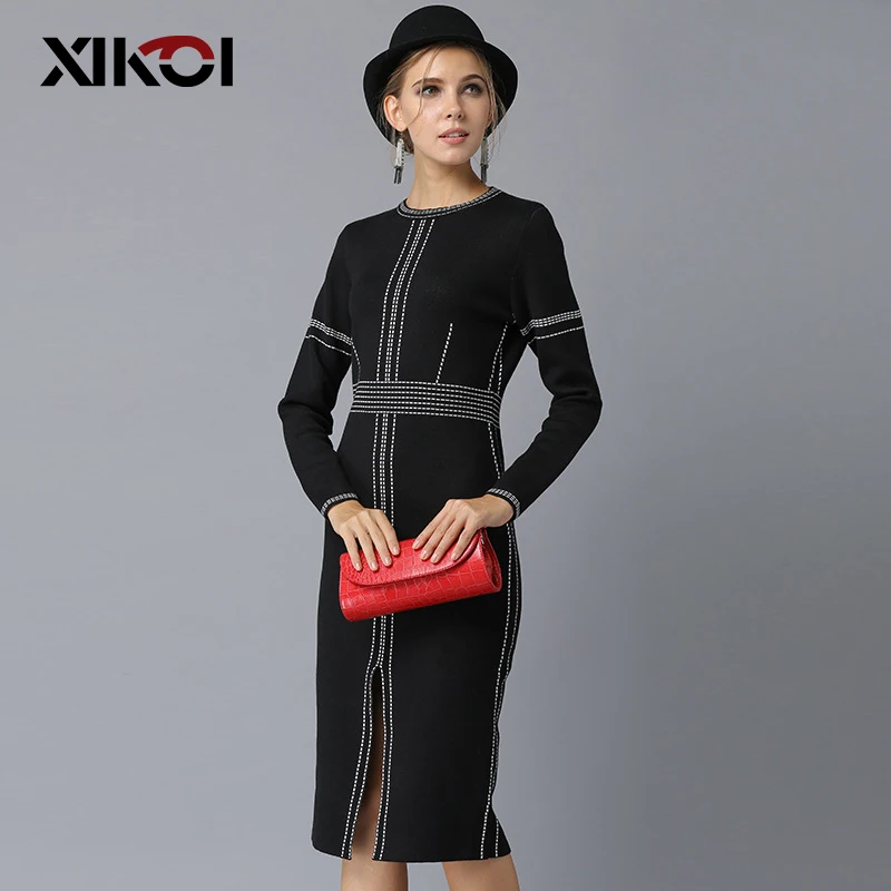 Платье-Свитер женское вязаное с длинным рукавом весна | Женская одежда