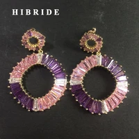 hibride fashion aaa cubic zirconia geometric design drop earring for women jewelry wedding brincos boucle doreille 2019 e 553
