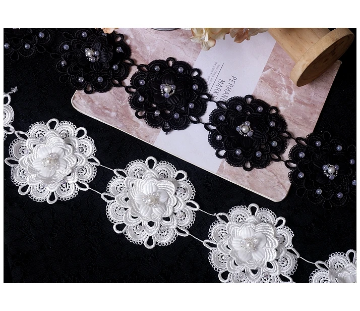 5 шт. Цветочная вышитая жемчужина Стразы кружевная отделка Лента ручной работы