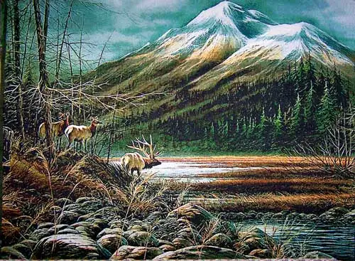 Горячая Распродажа настенные Гобеленовые ковры олень рядом с речным банком для