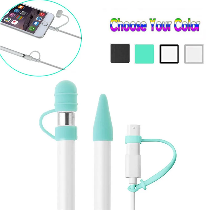 Силиконовый чехол 5 цветов для Apple Pencil Cap Holder Nib Tip Cover Cable Adapter комплект из тросов iPad