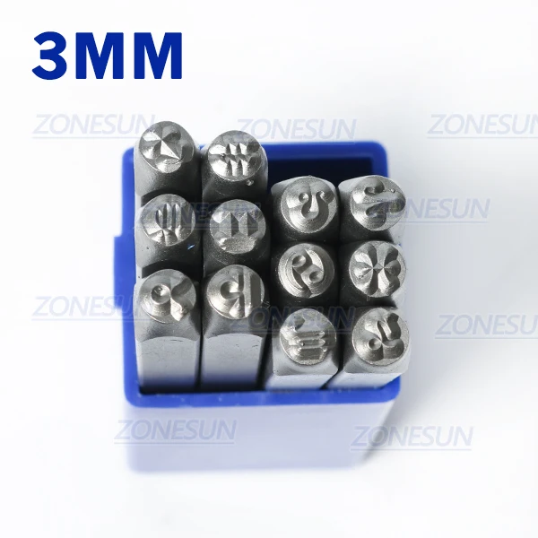 ZONESUN знак зодиака 12 шт. ювелирные изделия металлические штампы символов кожаный перфоратор инструменты для стемпинга стальной металлический инструмент для браслета ожерелье - Цвет: 3mm