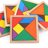 5setslot wooden tangram 7 piece jigsaw puzzle colorful square iq game brain teaser intelligent educational toys for kids