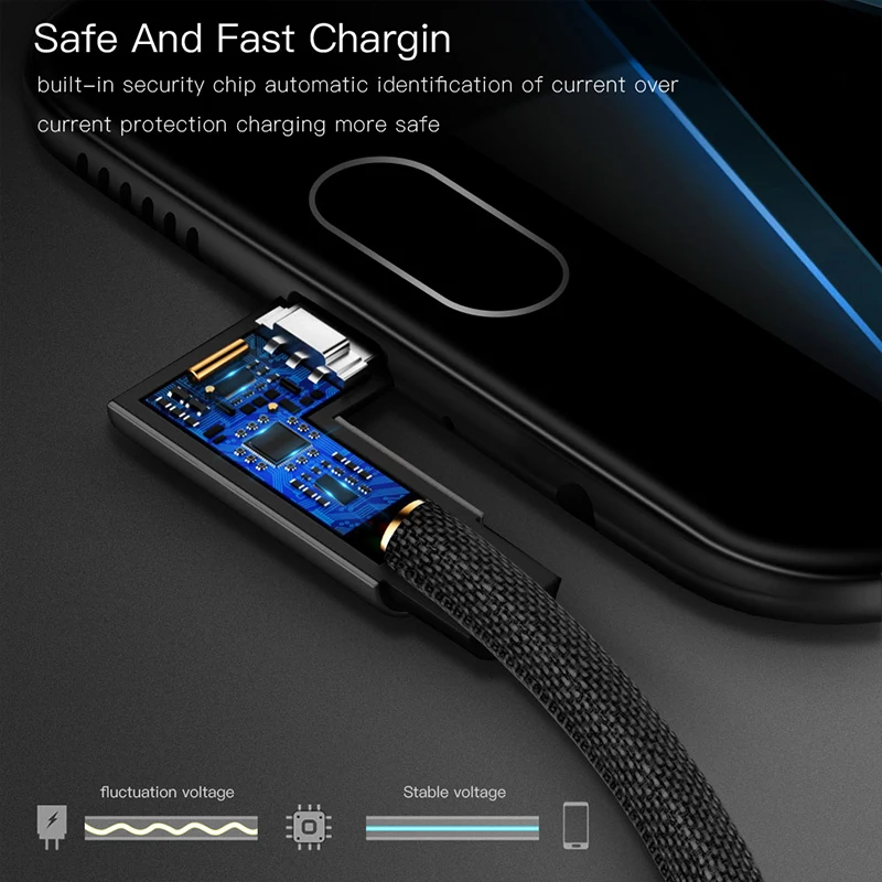 Robotsky 90 градусов usb type-C кабель для samsung A6 S8 2A L локоть USB-C кабель Быстрая Зарядка Кабели для переключателя rend Oneplus6