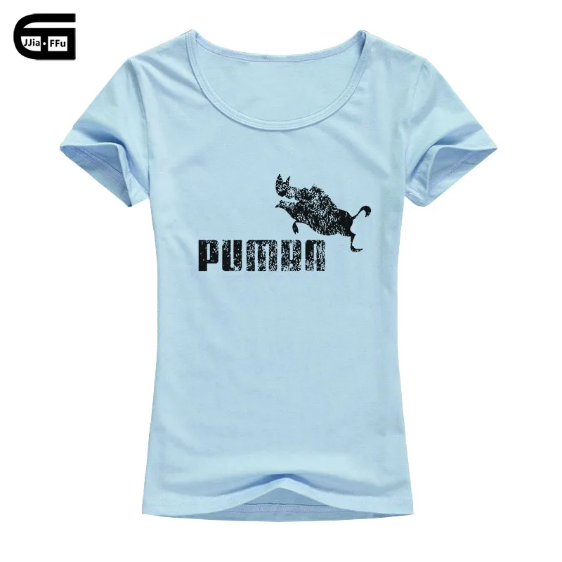 Light blue Women Летняя брендовая одежда, хлопковая Футболка с пумбой, Женская Повседневная футболка с коротким рукавом, Женские топы с мультяшным принтом Кабан, футболка B116 - Цвет: Light blue Women