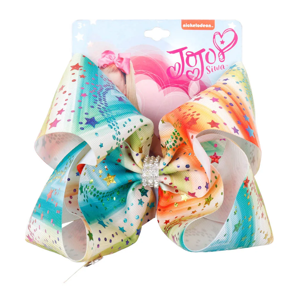 Xugar " аксессуары для волос Jojo Siwa заколки для волос для девочек Радужная лента банты для волос Стразы JOJO банты заколки для волос для детей - Цвет: 7