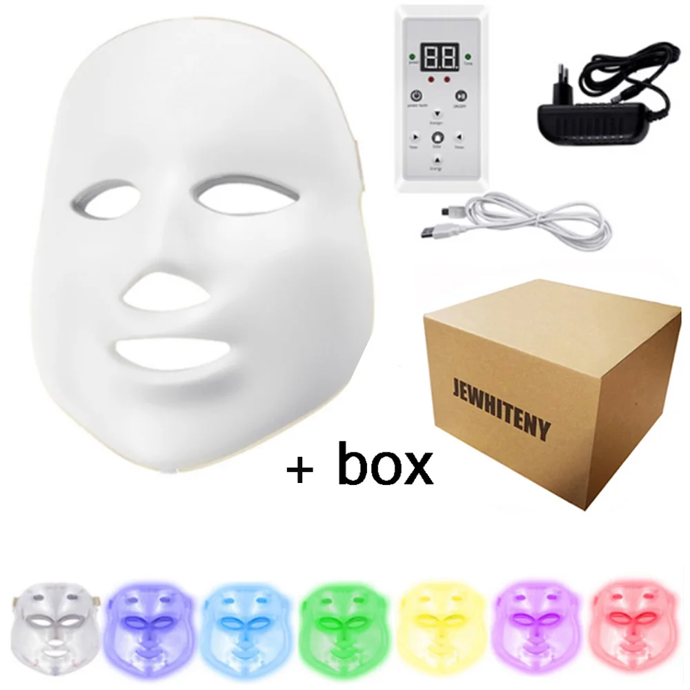 no-neck- box 7 цветов фотонная терапия Электрический светодиодный маска для лица омоложение против акне морщин Подтяжка кожи микротоковый инструмент для салонов красоты - Цвет: no-neck- box