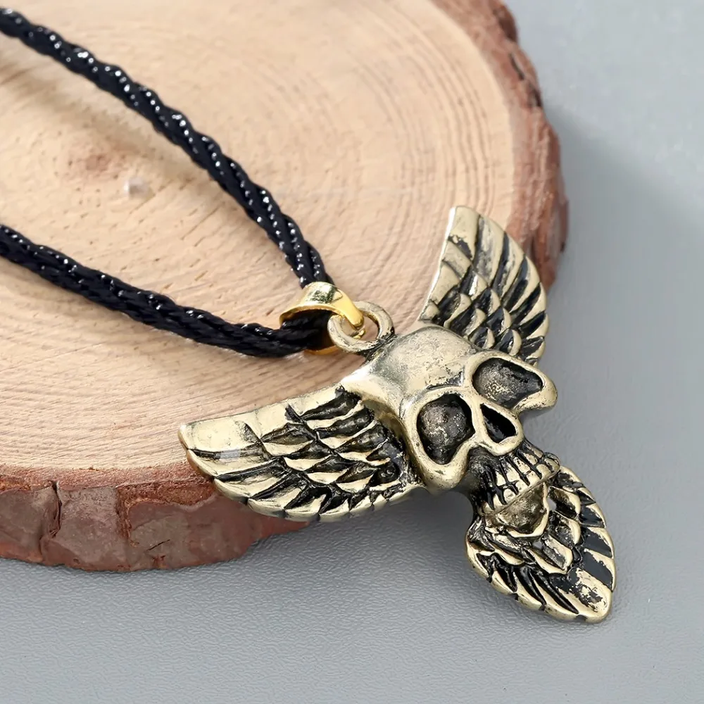 CHENGXUN Мужская мода футболки в стиле панк череп голова Орла неправ ожерелье