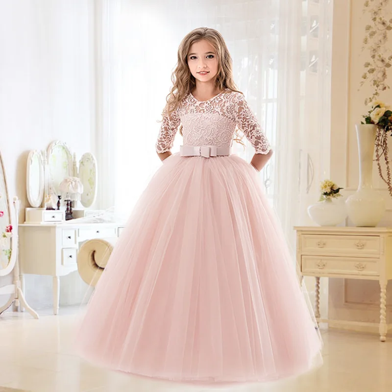 Princess Lace Dress Kids Flower Tutu for Girls Children Dresses Wedding Party Formal 14T New Years Eve Clothing | Детская одежда и