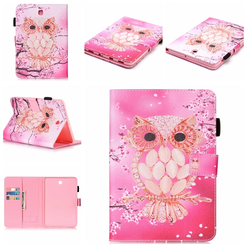 Модный чехол кошелек из искусственной кожи с цветами и бабочками для Samsung Galaxy Tab S2