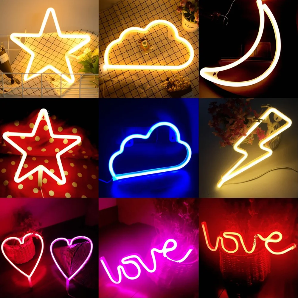 Светодиодный светильник с неоновой вывеской Love, светильник ning Cloud Moon Star, неоновый светильник для фотосъемки, для магазина, свадебного украшения, Рождественский светильник D35
