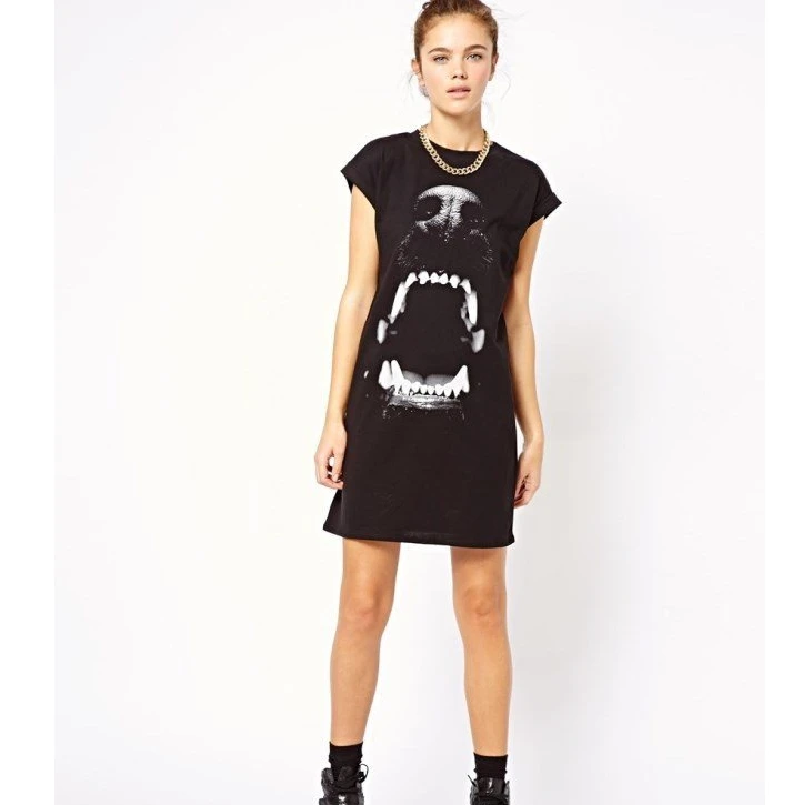 Free shipping New fashion vintage Dog image printed cotton women dresses/women clothing wholesale 3pcs/lot. | Женская одежда