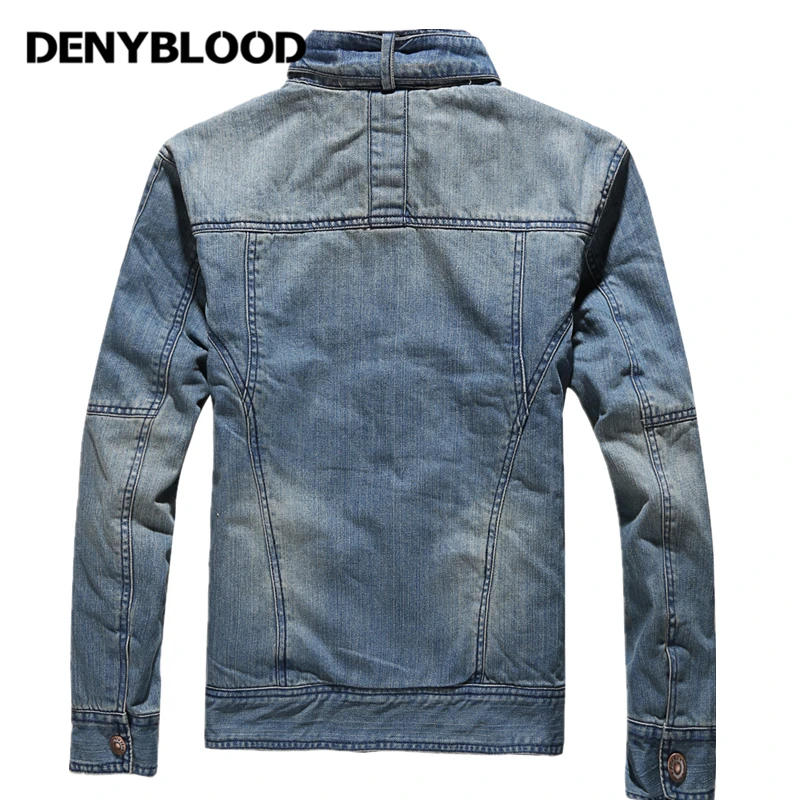 Мужская джинсовая куртка Denyblood теплая байкерская бомбер винтажная с